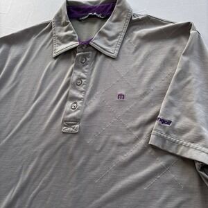 Travis‎ Mathew Gray Golf Polo Shirt Men's Large Pima Cotton Blend Made in Peru